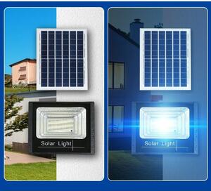 300W SMD LED reflektor napelemes töltéssel Flippy, napelemes, távirányítóval, rögzítőkonzollal, ABS anyagból, 15AH, 400 LED, színhőmérséklet 6500k, 32x26x9 cm, fekete