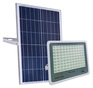 LED reflektor Flippy napelemmel, fényérzékelővel, vízálló, 600 beépített LED, 300W, 37x26,5 cm, IP67, modern dizájn, fekete
