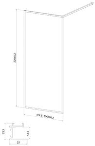 Cersanit Larga zuhanykabin fal walk-in 100 cm fekete matt üveg/átlátszó üveg S932-139