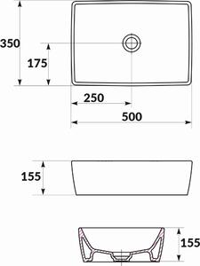 Cersanit City mosdótál 50.5x35.5 cm négyszögletes mosdótálak fehér K35-048