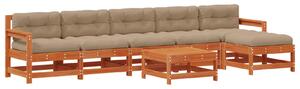 VidaXL Kerti lounge szett 7 pcs Viaszbarna Tömör Fenyőfa