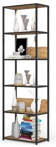 AKORD LOFT ipari stílusú polcos állvány 60 cm 6 polcos fém fekete dió craft