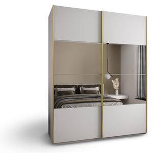 LUXEON 4 ruhásszekrény tükörrel 200x246x61 - fehér/arany