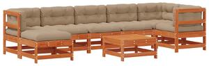 VidaXL Kerti lounge szett 8 pcs Viaszbarna Tömör Fenyőfa