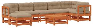 VidaXL Kerti lounge szett ARAKIL 8 pcs Viaszbarna Tömör Fenyőfa