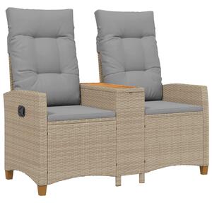VidaXL Dönthető pad asztallal 2 -Seater 126 x 65 x 112 cm polirattan