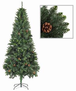 Zöld műfenyő fenyőtobozokkal 210 cm