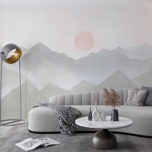 Fotótapéta Boho stílusú hegyek táj, naplemente, lágy pasztell, szürke, szürke, Fotótapéta minimalista stílusban, w03547v1 : Uwalls.hu