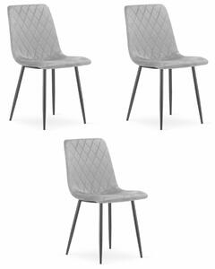 Valora TURIN szék, világos szürke bársony, ergonomikus kialakítás, 3 db