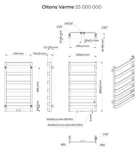 Oltens Varme fürdőszoba radiátor dekoratív 89.5x50 cm fehér 55000000
