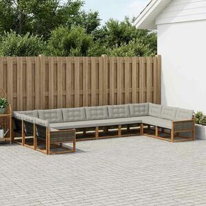 VidaXL Kültéri kanapé szett 10 pcs Természetes és Világosszürke