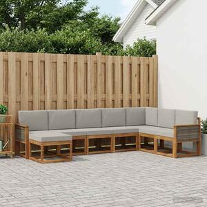 VidaXL Kültéri kanapé szett 8 pcs Természetes és Világosszürke