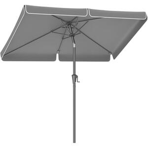 Kerti napernyő kézi hajtással, UPF 50+, 30°-os dőlés, fém váz, 300x200 cm, szürke