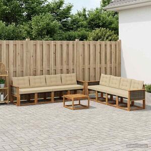 VidaXL Kültéri kanapé szett párnával 9 pcs Természetes és bézs