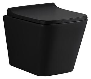 LaVita Lago Black miska WC wisząca bez kołnierza z deską wolnoopadającą czarny mat