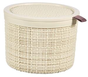 Kosár Curver® JUTE ROUND, 2 literes, bézs, fedéllel, 17x13 cm