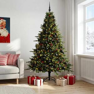 Műkarácsonyfa gömbbel 180 cm 300 LED Meleg fehér PVC és fém