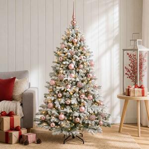 Műkarácsonyfa gömbbel 150 cm 150 LED Meleg fehér PVC és fém