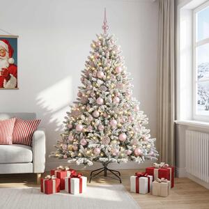 Műkarácsonyfa gömbbel 180 cm 300 LED Meleg fehér PVC és fém