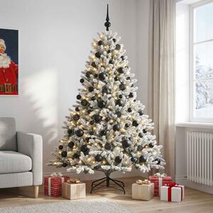 Műkarácsonyfa gömbbel 180 cm 300 LED Meleg fehér PVC és fém
