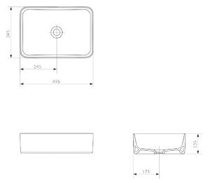 Cersanit Crea mosdótál 49.5x34.5 cm négyszögletes mosdótálak fehér K114-001-BOX
