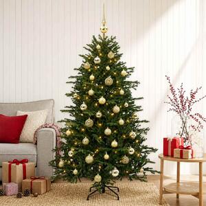 Műkarácsonyfa gömbbel 120 cm 150 LED Meleg fehér PVC és fém