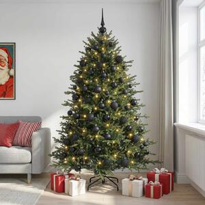 Műkarácsonyfa gömbbel 180 cm 300 LED Meleg fehér PVC és fém
