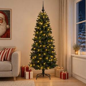 Műfenyő gömbökkel 180 cm 300 LED Meleg fehér PE és PVC Green