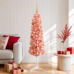 Karcsú műkarácsonyfa gömbökkel 120 cm 150 LED Meleg fehér