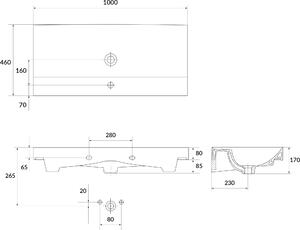 Cersanit Larga mosdótál 100x46 cm négyszögletes beépíthető fehér K120-011