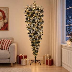 Felfordított Műfenyő Karácsonyfá 180 cm 300 LED Meleg fehér