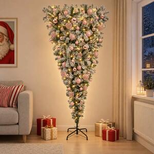 Felfordított Műfenyő Karácsonyfá 180 cm 300 LED Meleg fehér