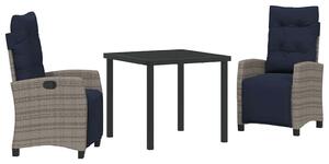 VidaXL Kert étkező szett párnával 3 pcs Szürke polirattan