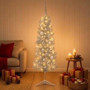 Karcsú műkarácsonyfa gömbökkel 150 cm 150 LED Meleg fehér