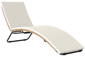 Outsunny S-alakú napozóágy párnával, PE rattan és acél, 175x57x80 cm, krém