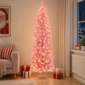 Mű Karcsú Karácsonyi Fa 180 cm 300 LED Meleg fehér PVC és fém