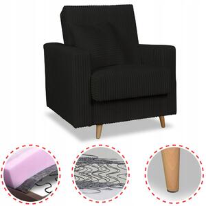 Rene Fekvőfotel Tárolóval Bonell Family Furniture Fekete Kordbársony