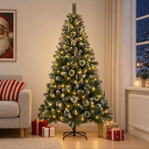 Mű karácsonyfa 120 cm 150 LED Meleg fehér PVC és fém Zöld