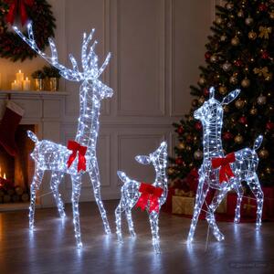 LED-es karácsonyi rénszarvas család 700 LED Hideg fehér