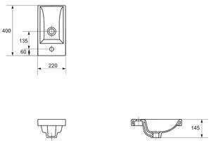 Cersanit Como mosdótál 40x22 cm négyszögletes beépíthető fehér K32-001-BOX