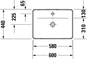 Duravit D-Neo mosdótál 60x44 cm négyszögletes süllyesztett fehér 0357600027
