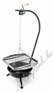 Fekete tűzteres állvány + 55cm x 50cm grillrács (magyar termék)