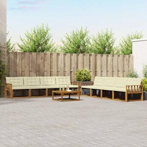 VidaXL Kültéri kanapé szett párnával 9 pcs Természetes és krémszínű