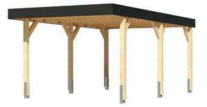 Karibu Nordic 1. egyállásos autóbeálló, fedett kocsibeálló, laminált fa, 312,5 cm x 487 cm