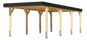 Karibu Nordic 2. egyállásos autóbeálló, fedett kocsibeálló, laminált fa, 312,5 cm × 724 cm