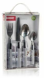 Banquet LINES rozsdamentes acél evőeszközkészlet műanyag nyéllel, 24 db