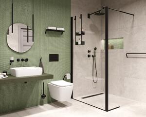 Deante Kerria Plus zuhanykabin fal walk-in 110 cm fekete matt üveg/átlátszó üveg KTS_N31P