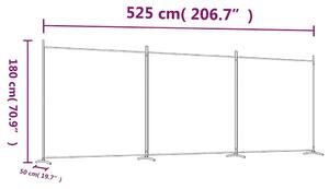 3 paneles barna szövet paraván 525x180 cm