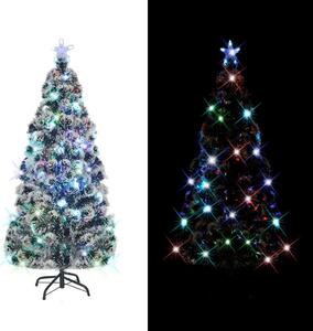 Száloptikás megvilágított karácsonyfa állvánnyal és LED-es 150 cm