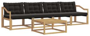 VidaXL Kültéri kanapé szett 5 pcs Fehér és Fekete 79 x 79 x 37 cm